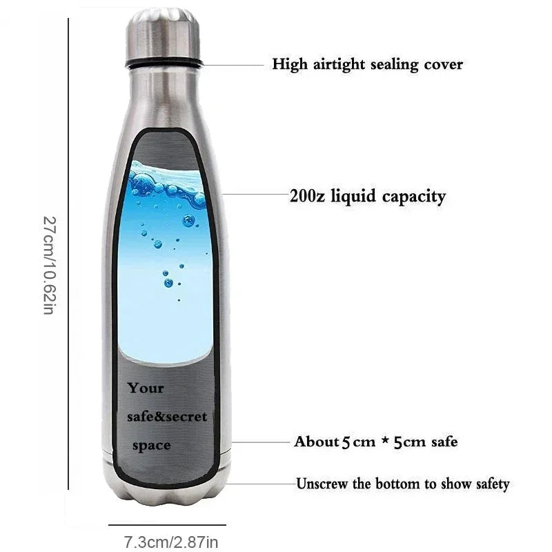 750ml Portable Diversion Water Bottle Secret Stash Pill Organizer Can Safe with Hidden Money Compartment And Key Ring